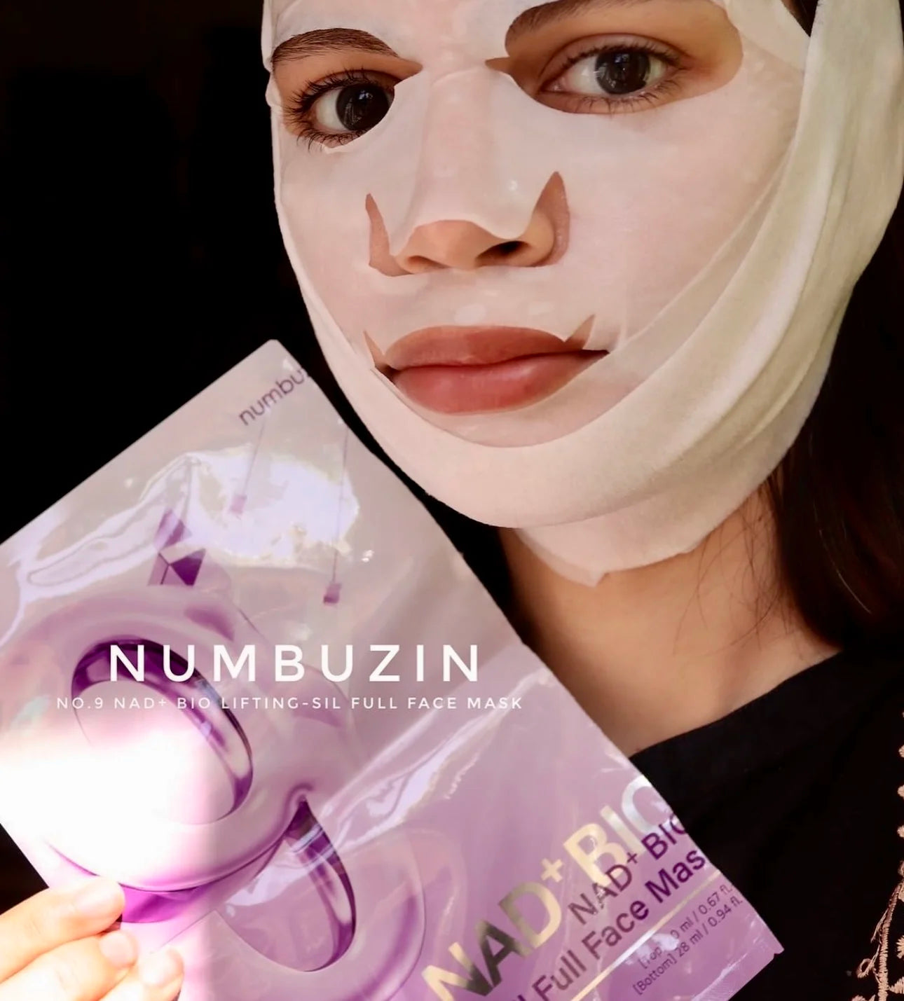 Numbuzin No.9 NAD+ BIO Lifting Mask — NAD+ bio lifting — sheet mask unfolded detail