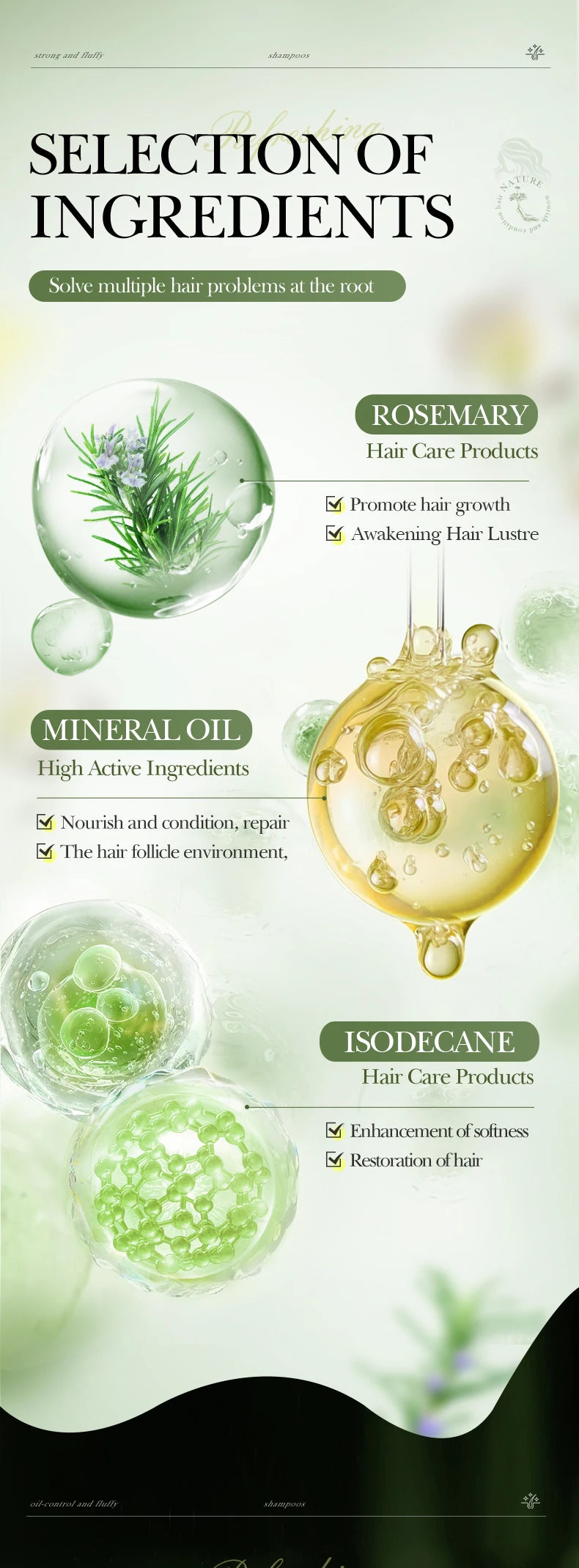 Bottle of ginseng scalp activating and nourishing hair oil for hair growth and scalp care