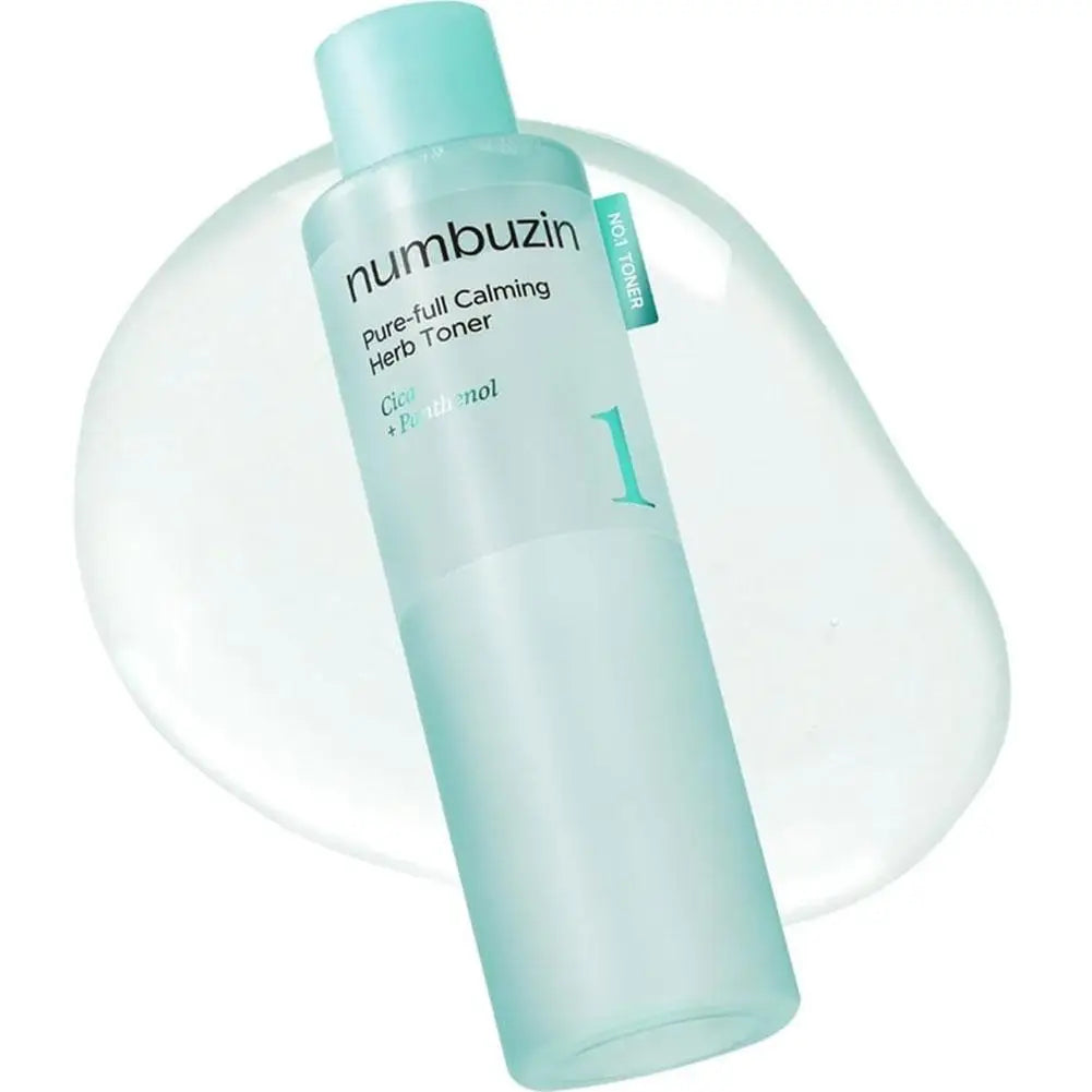 Skincare set with soothing serum, calming toner, hyaluronic mask, and centella toner pads
