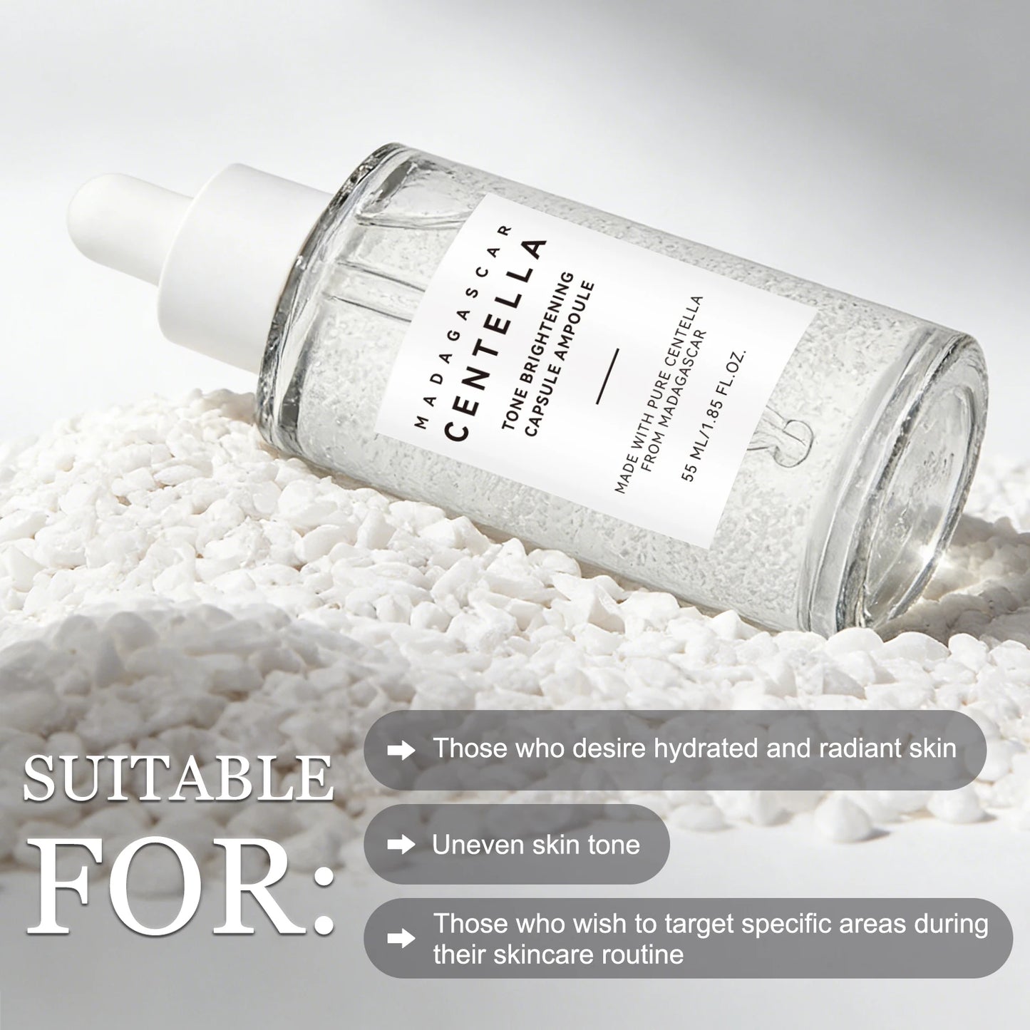 Centella — Madagascar Brightening Ampoule — Before and after skin radiance results