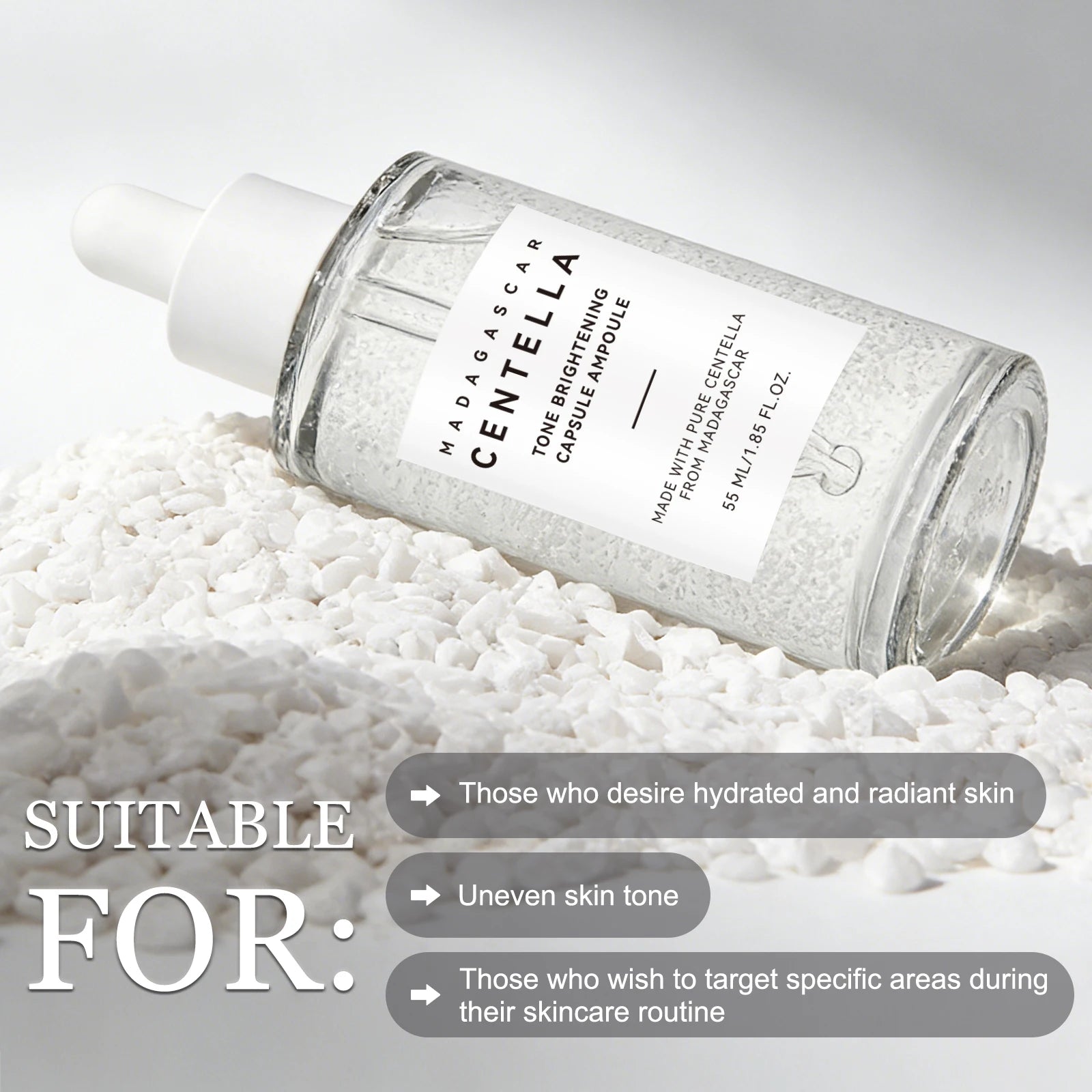 Centella — Madagascar Brightening Ampoule — Before and after skin radiance results