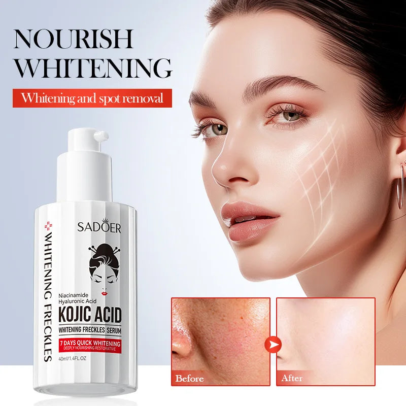 Kojic acid brightening serum bottle for freckle and dark spot correction