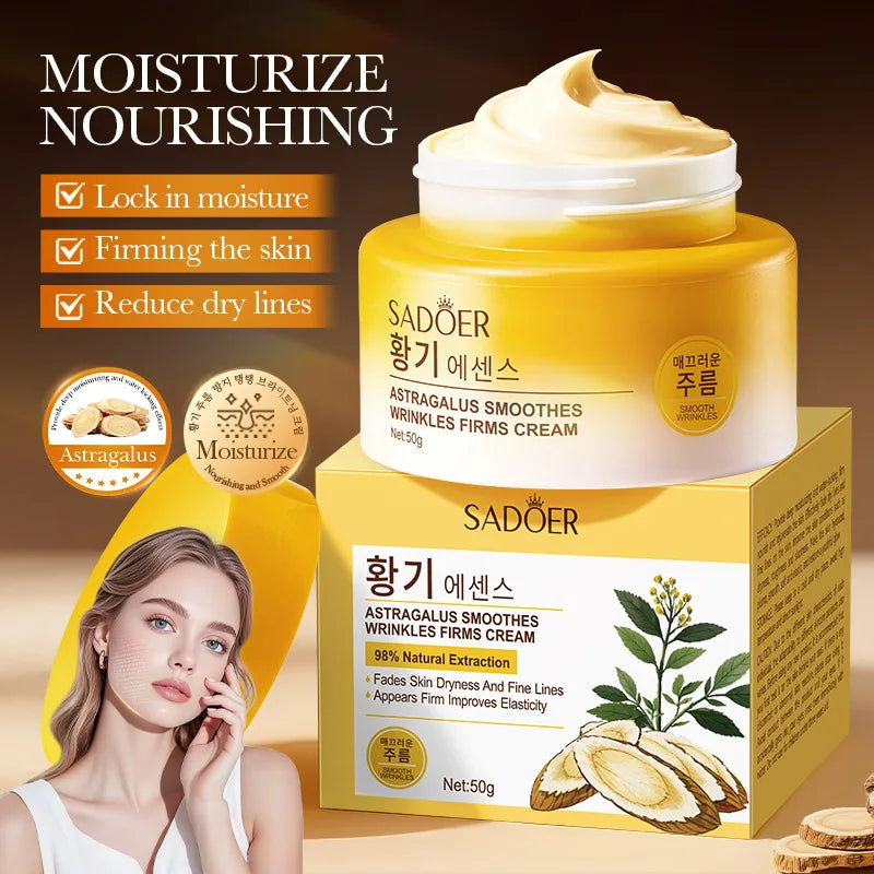 Firming moisturising face cream jar with astragalus extract