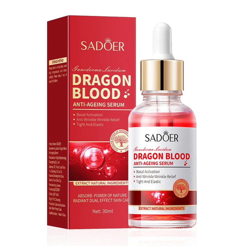 Facial serum bottle with ganoderma and dragon blood balancing formula