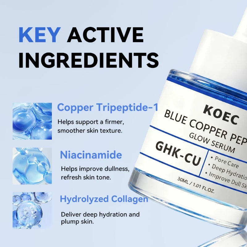 Blue Copper Peptide Bakuchiol Serum Hydrating Facial Essence Moisturizer Nourishing Firming Boosting Daily Skincare 30ml