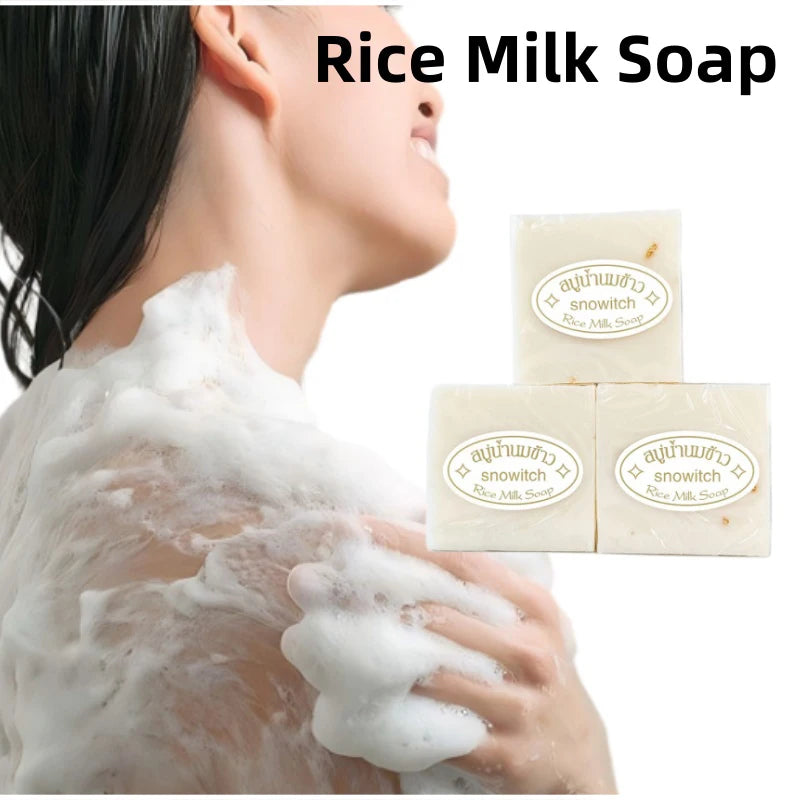 Creamy Thai rice milk soap bar with gentle moisturizing lather