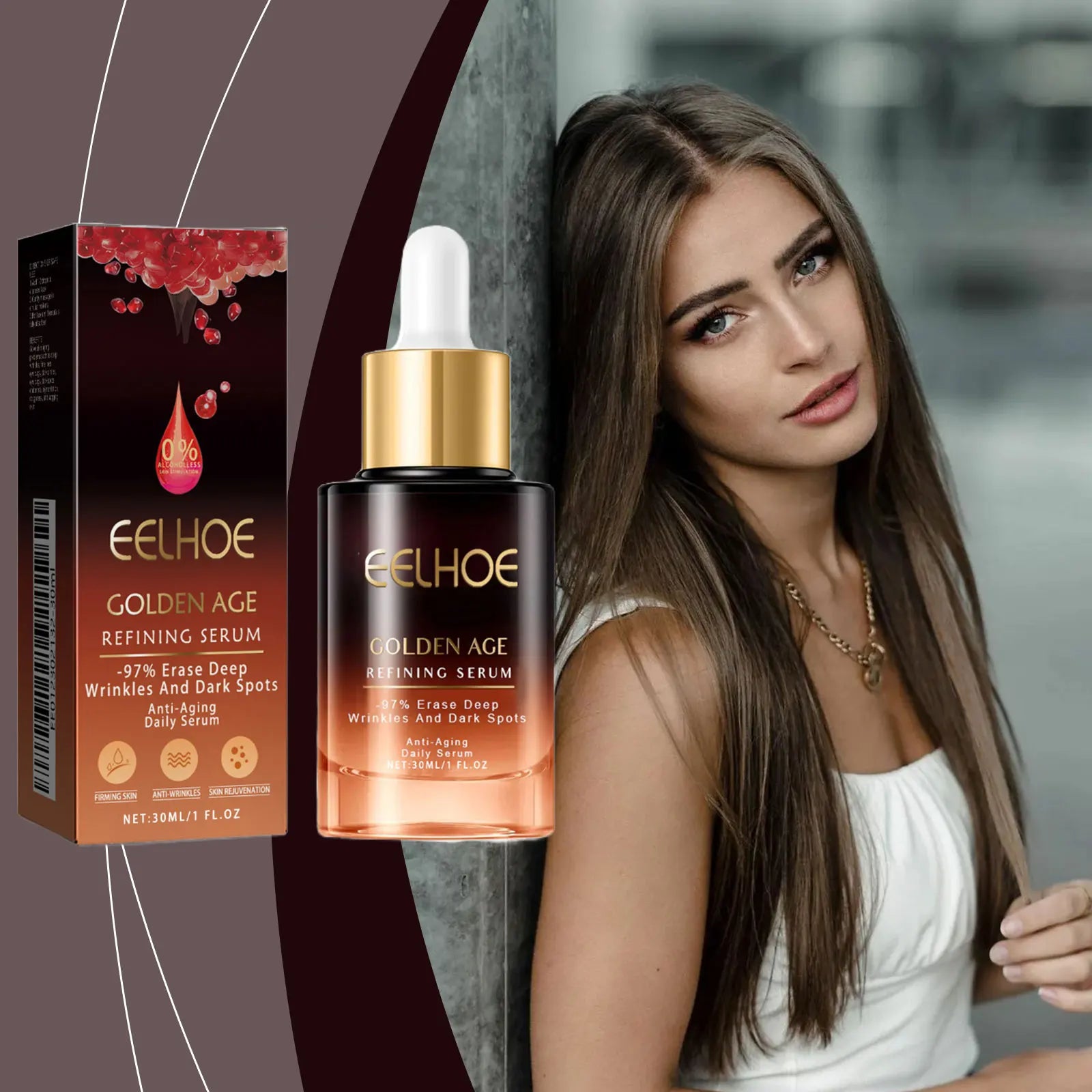 Facial serum bottle for skin tightening, lifting, and moisturizing glow