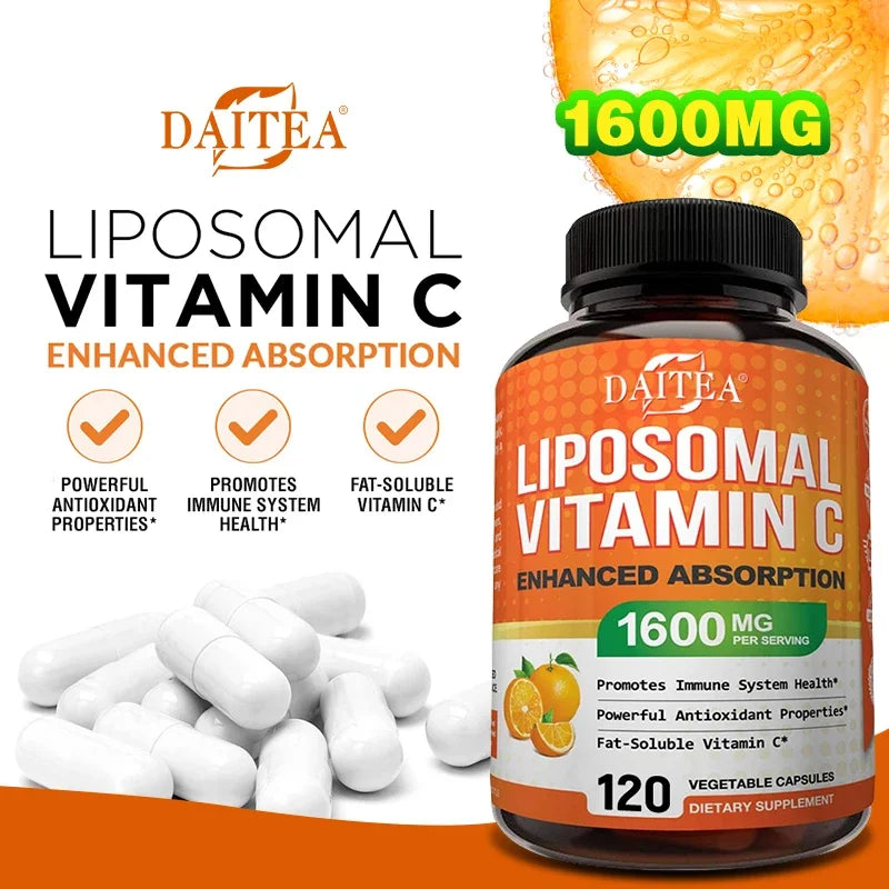 DAITEA Liposomal Vitamin C 1600mg — liposomal vitamin C — capsule detail close-up