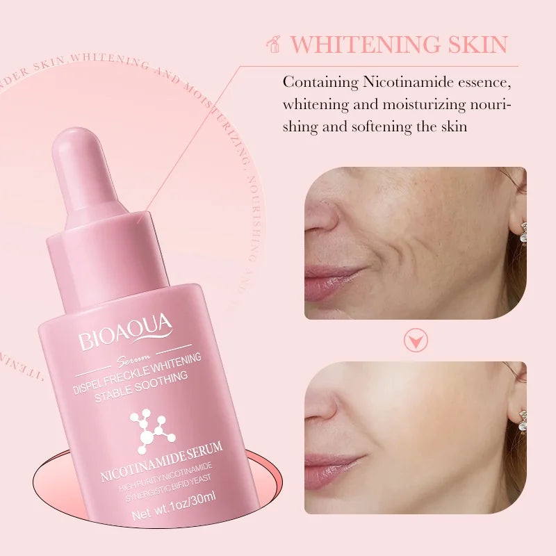 Niacinamide dark spot brightening serum bottle with dropper
