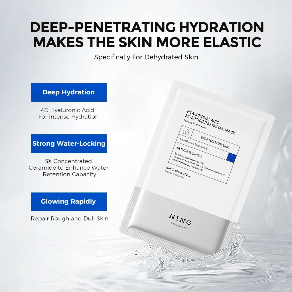 Facial sheet mask with hyaluronic acid and niacinamide serum for hydration and brightening