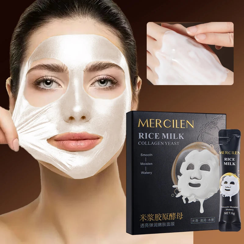 Collagen brightening facial mask sachet with moisturizing serum