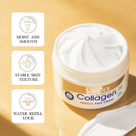 Collagen hydrating firming face cream jar