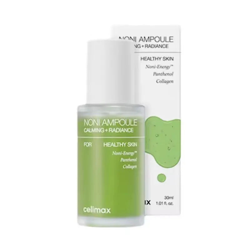 Celimax Retinol Firming Eye Cream & Noni Fruit Ampoule — Retinol & Noni — Side angle view of products and packaging