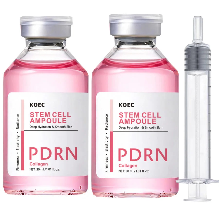 Glass dropper bottle of PDRN collagen lifting ampoule serum