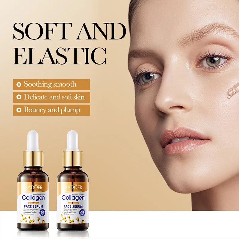 Collagen facial essence serum bottle for nourishing and firming skincare