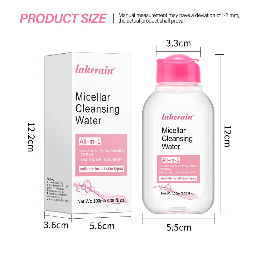 Bottle of micellar water for removing makeup and cleansing skin