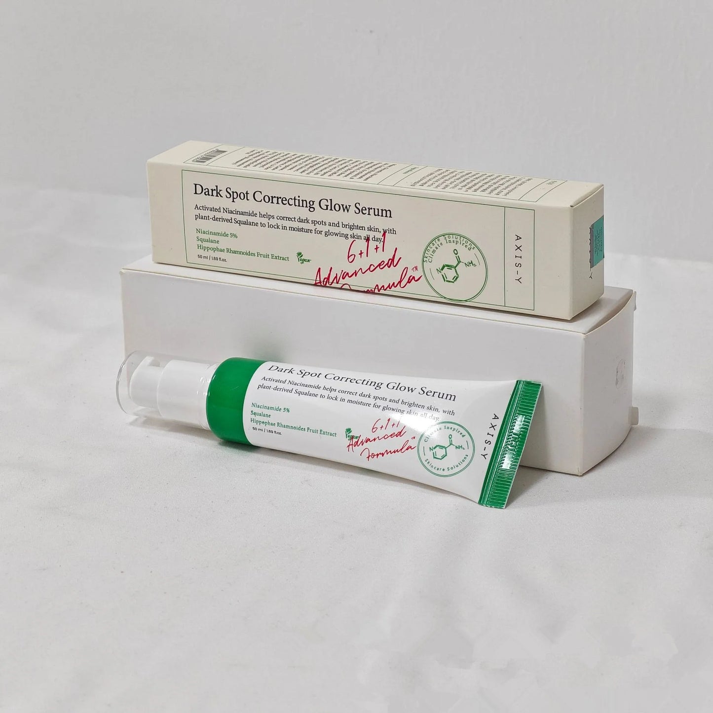 Dark spot correcting glow serum bottle for brighter skin