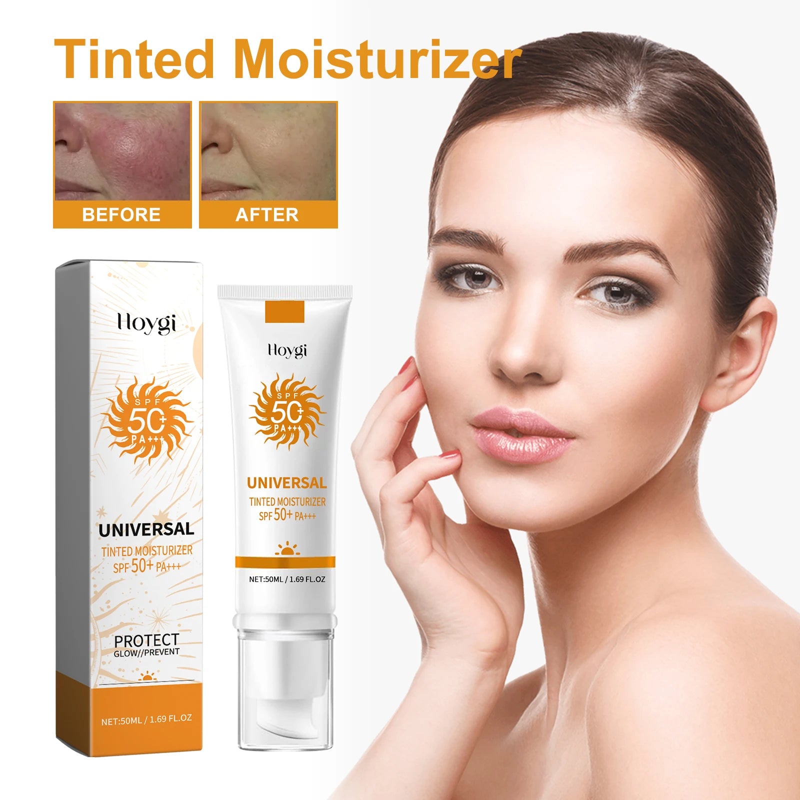 HOYGI — UV Shield Brightening Moisturizing Cream — White and orange tube on white background