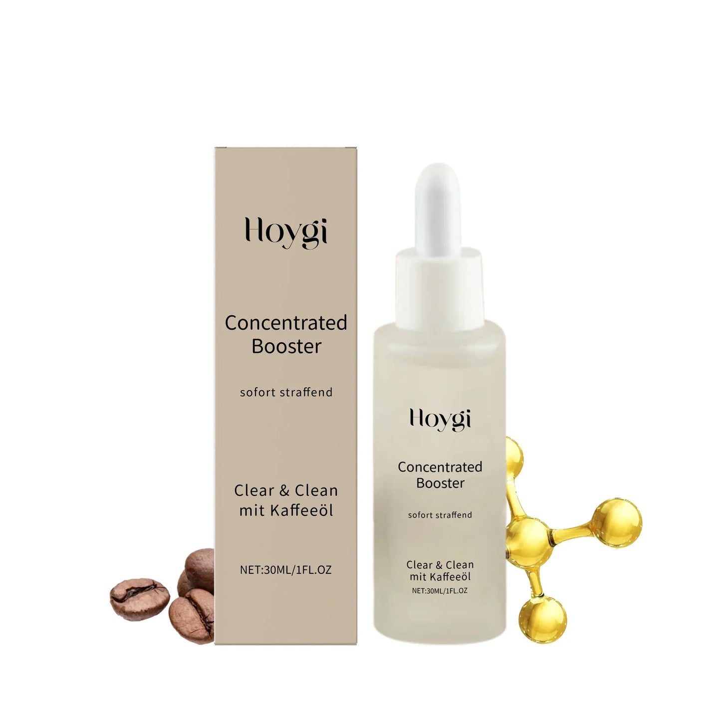 HOYGI — Coffee Oil Booster Serum — Skincare benefits infographic