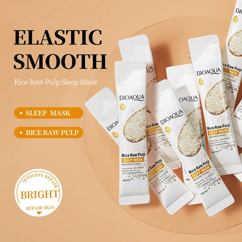 Jar of white rice extract overnight face mask with creamy texture