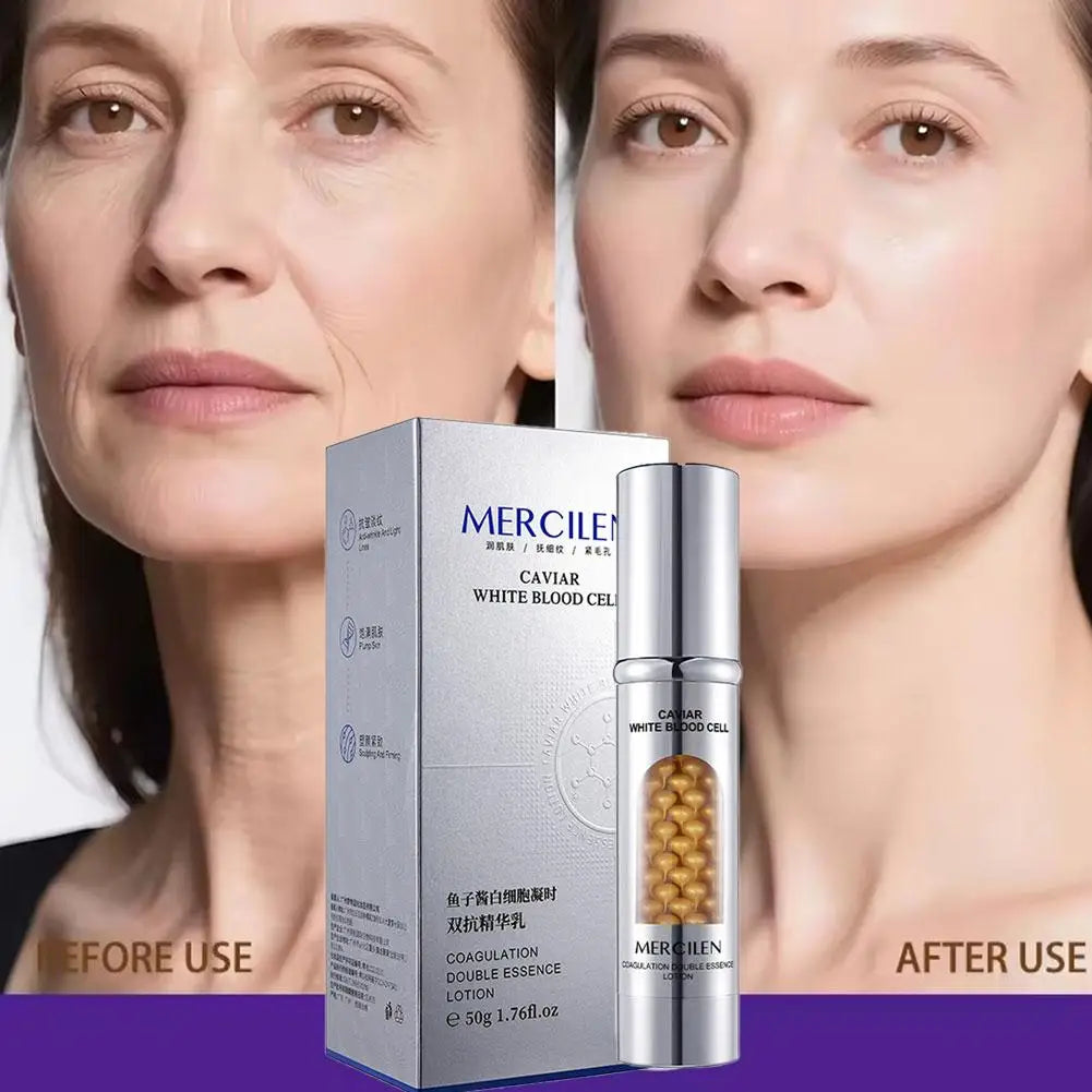 MERCILEN Firming Facial Moisturizing Serum — Firming & Elasticity — Silver pump bottle with white box on white background