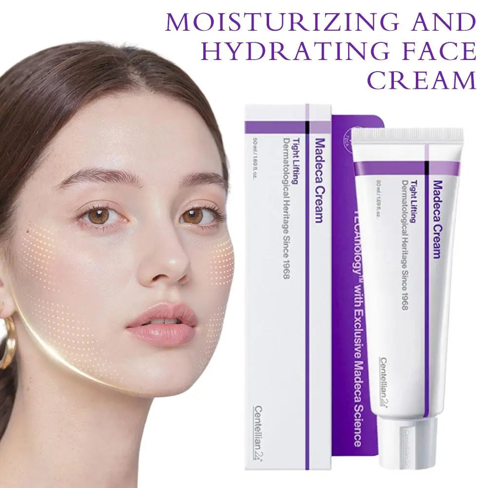 Anti-aging lifting face cream jar with TECA polypeptide complex for improved skin elasticity