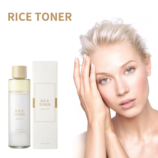 Bottle of rice water toner with niacinamide for brightening and skin barrier care