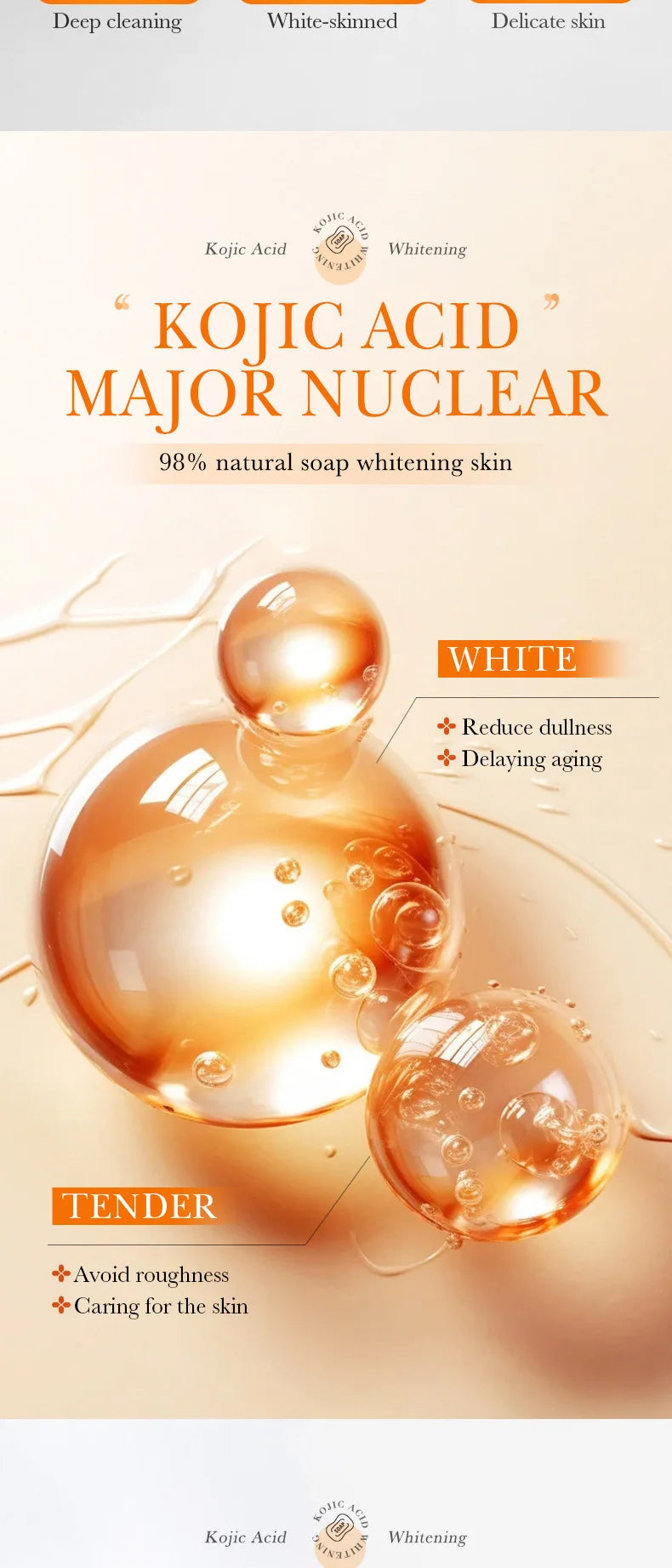 Handmade cleansing soap bar with kojic acid for oil control