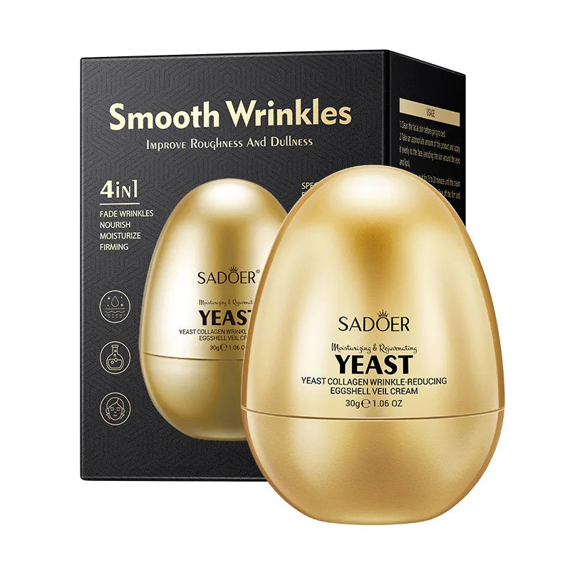 Firming moisturising face cream jar with yeast collagen extract