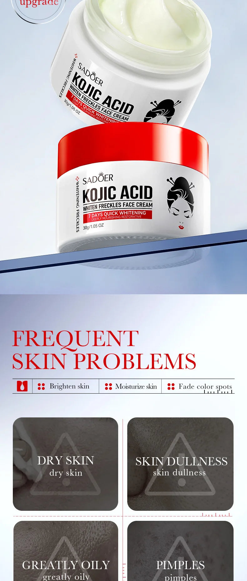Kojic acid face cream and eye cream travel set