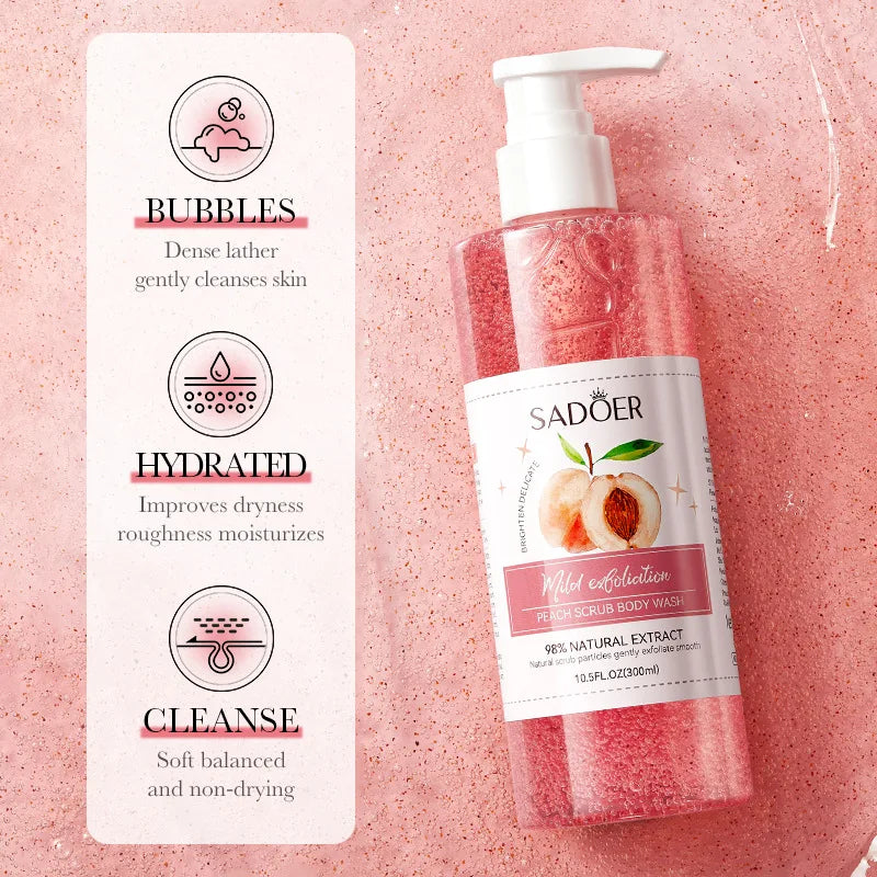 SADOER Peach Fruit Body Scrub Shower Gel
