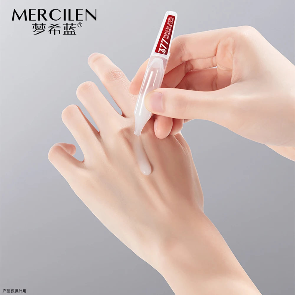 MERCILEN — 377 Niacinamide Brightening Serum — Cream serum texture on hand