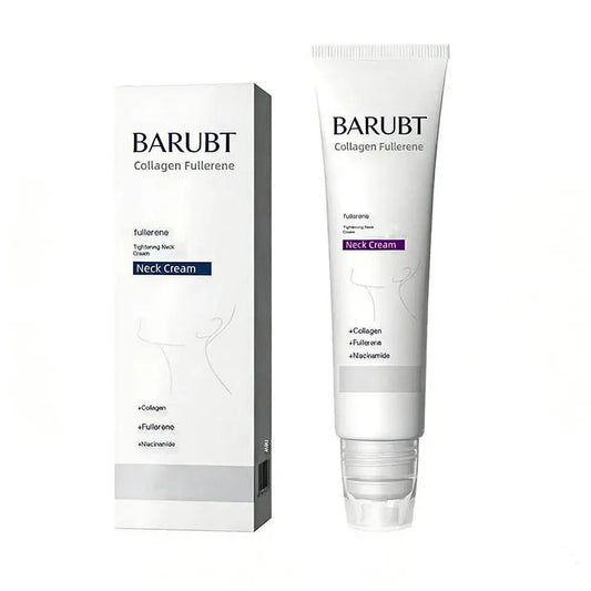Barubut Anti-wrinkle Firming Neck Cream — Niacinamide — White and navy blue squeeze tube with box on white background