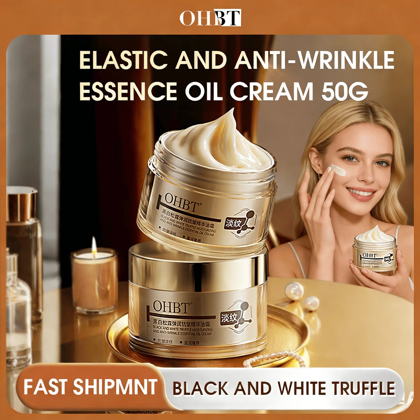 OHBT Black and White Loose Face Cream tightens, anti-wrinkle, reduces fine lines, removes yellowing, hydrates and moisturizes