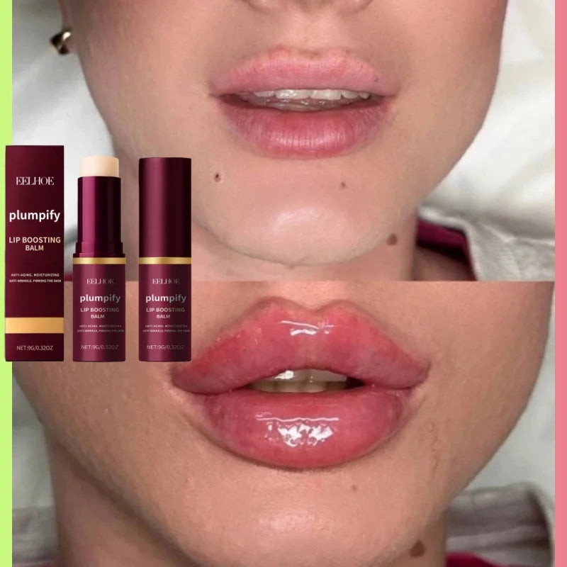 Moisturising lip boosting balm tube with plumping benefits