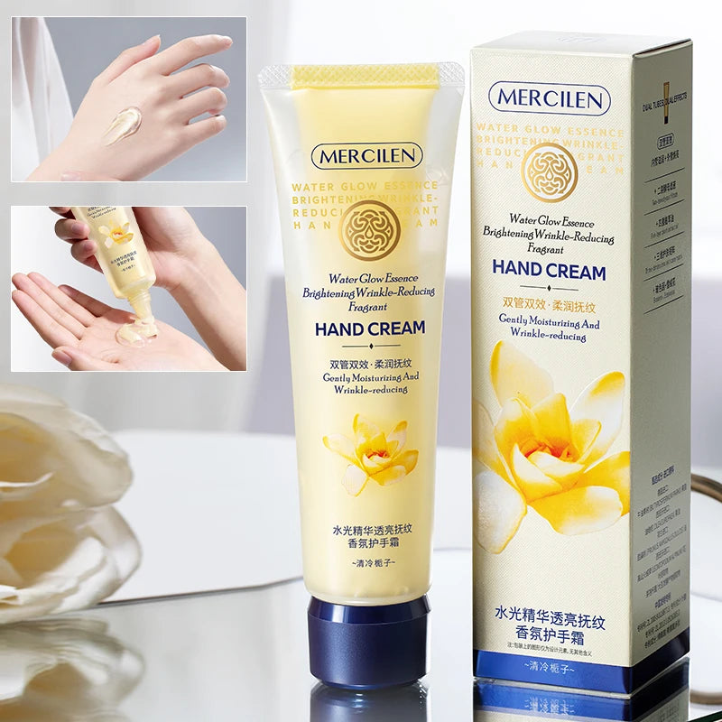 Mercilen Water-Glow Essence Translucent Fragrance Hand Cream 80g, Contains Niacinamide, Collagen, Vitamin E, and Plant-Based Squalane for Hydrating, Firming, and Nourishing Skin, Moisturizing Dry Skin, Making Hands Radiant an