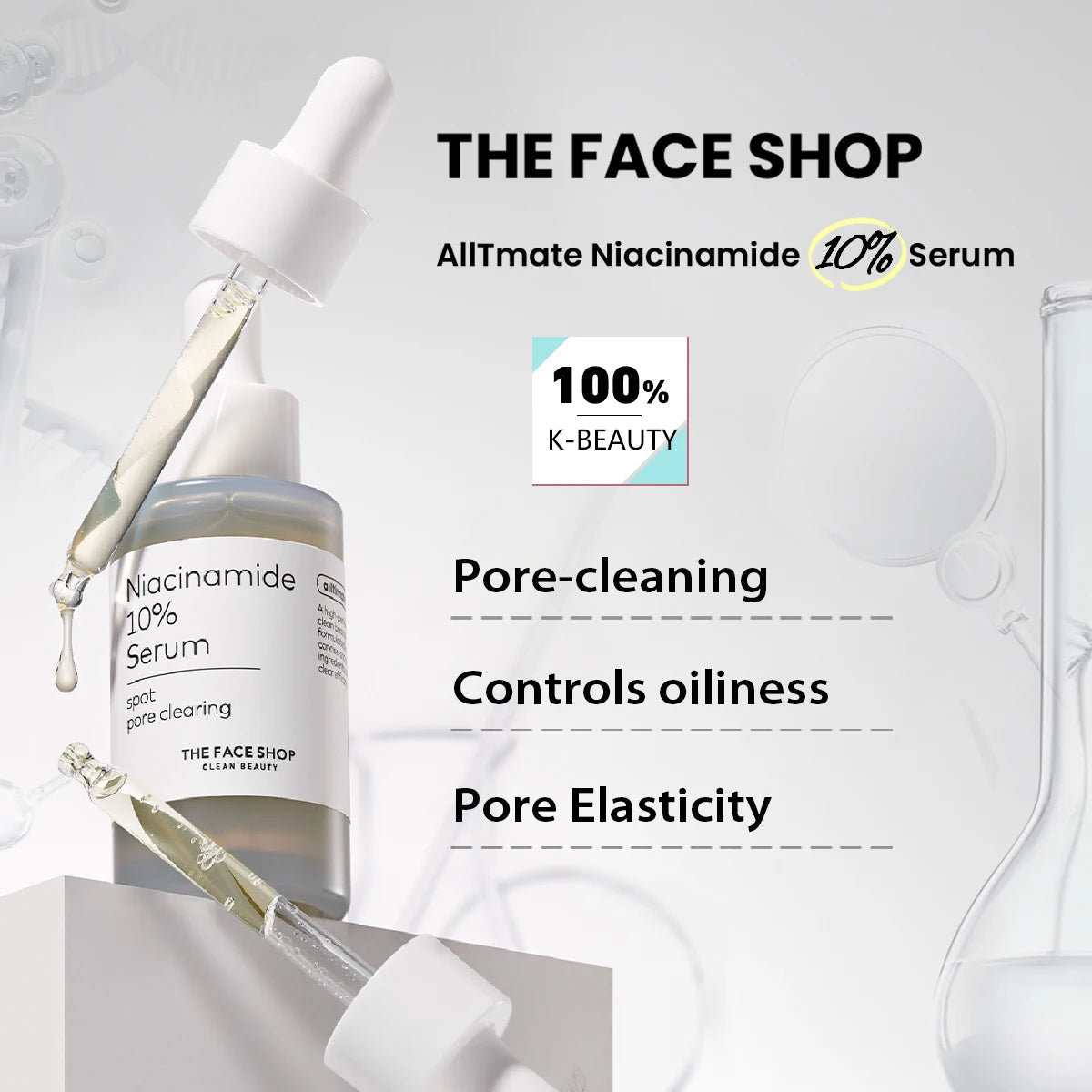 Niacinamide 10% serum bottle for fast absorption and lightweight Korean skincare