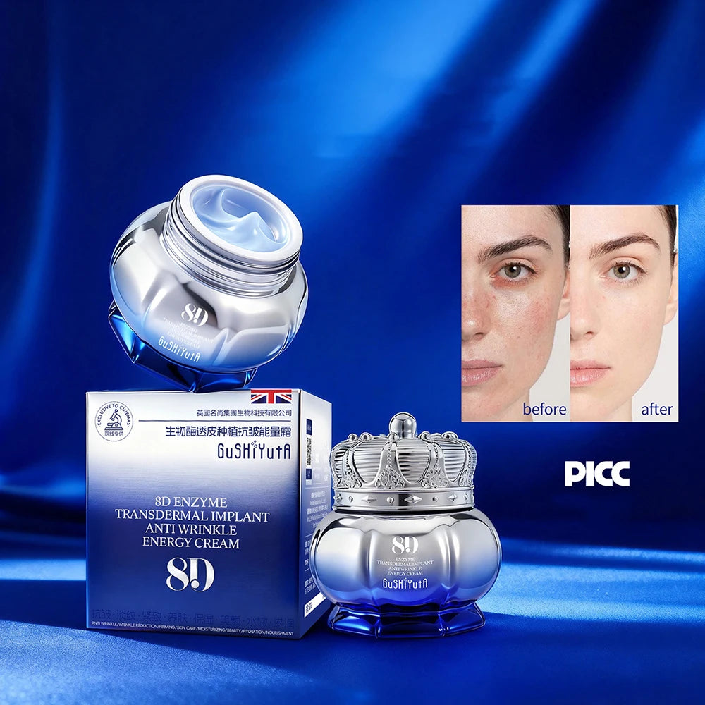 Face cream jar for firming and lifting skin with 8D energy formula