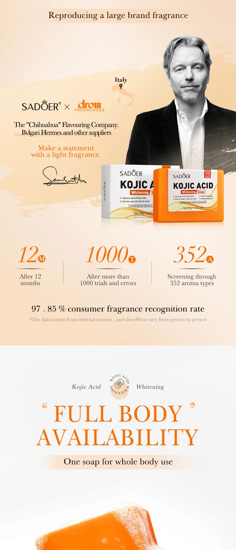 Handmade kojic acid soap bar for oil control and cleansing