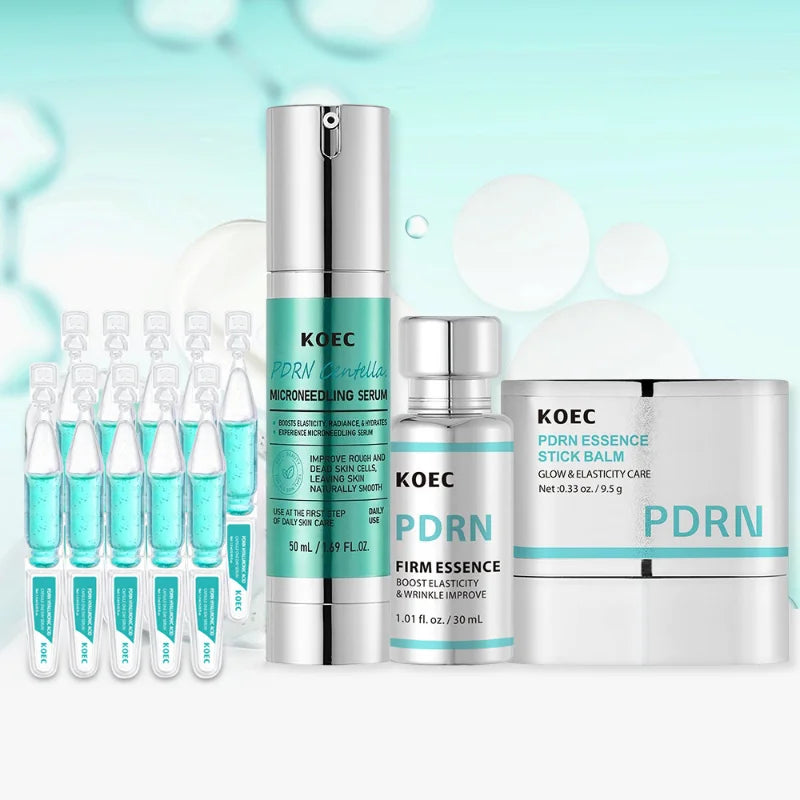 Microneedle serum set containing PDRN ampoules for skin repair and hydration.