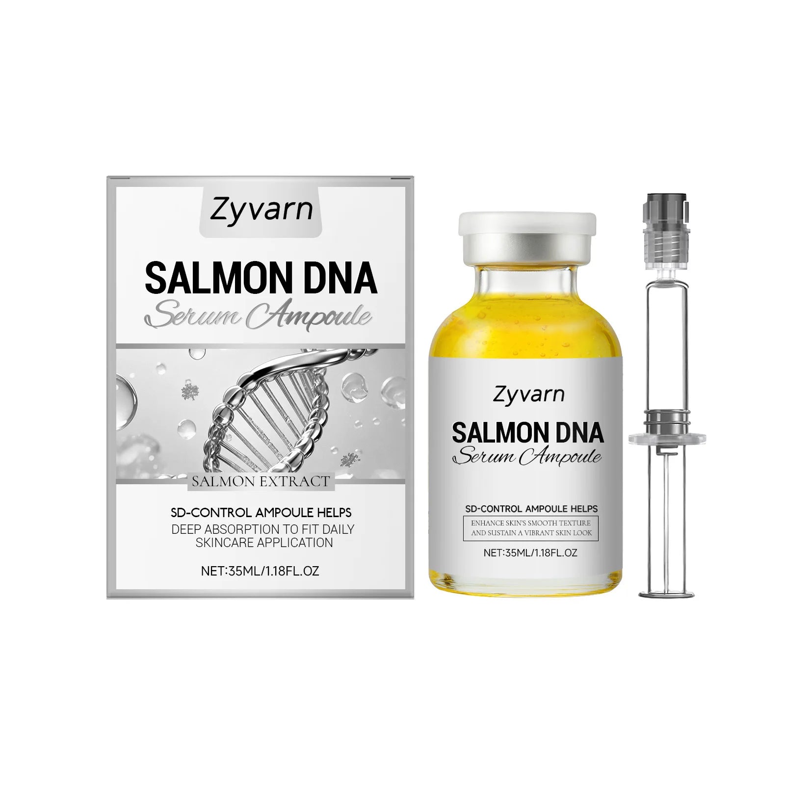 ZYVARN Salmon DNA PDRN Serum — salmon DNA + PDRN + collagen — before and after skin moisture