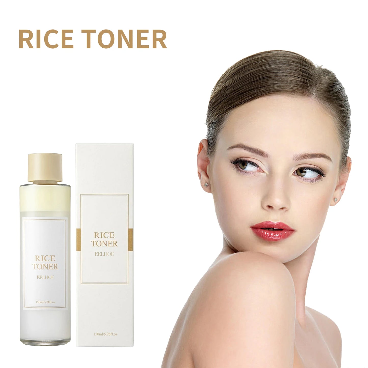 Toner bottle with rice water and niacinamide for brightening and skin barrier support