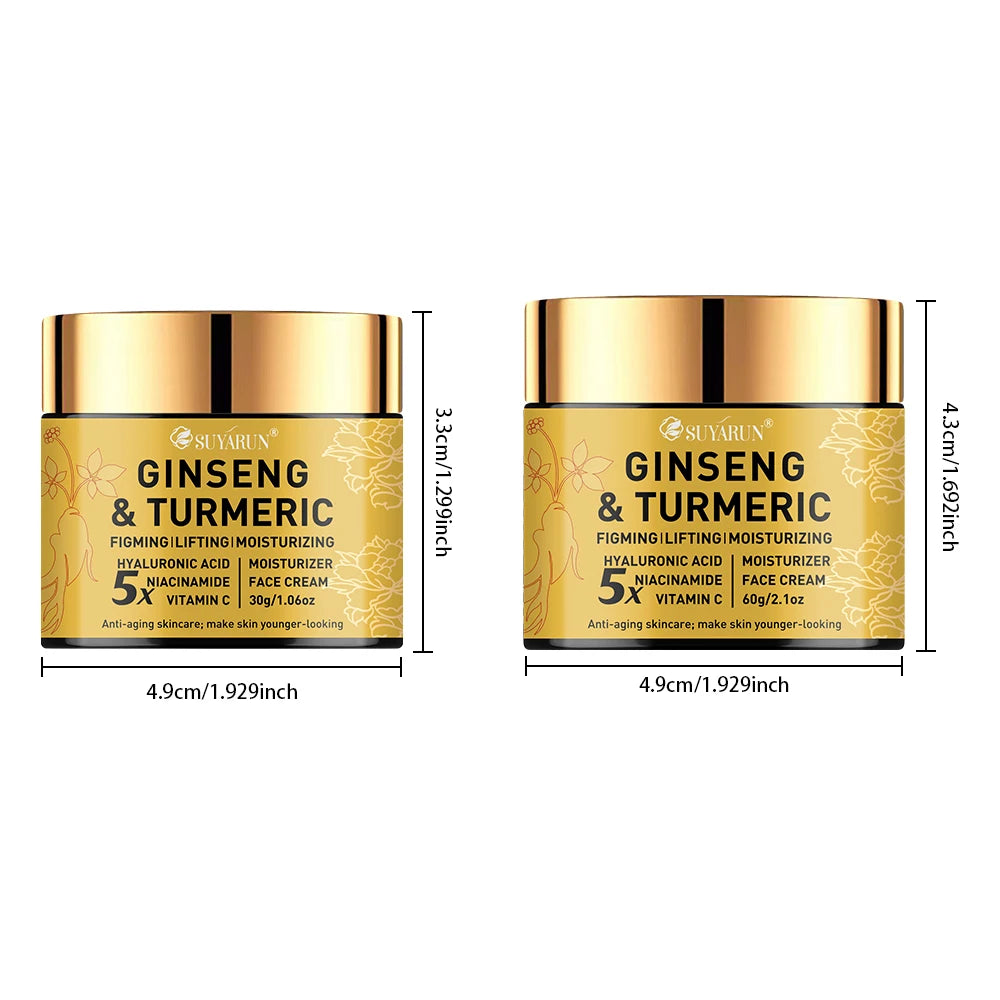 SkinSwaag Beauty SUYARUN Ginseng & Turmeric Brightening Face Cream — ginseng + turmeric — cream texture on hand on white background