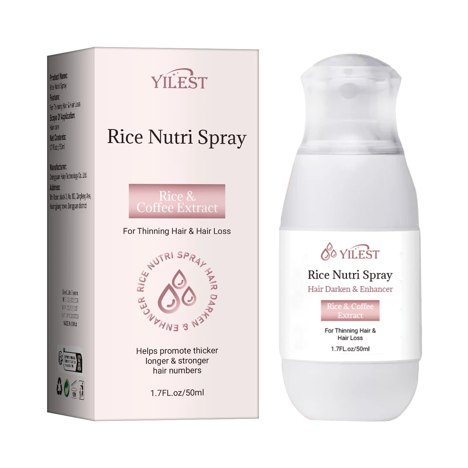 Fermented rice water, biotin and caffeine hair growth spray bottle for scalp treatment and hair fall control, 50ml