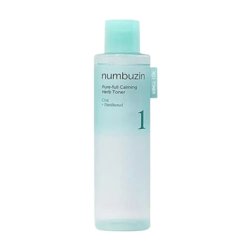 NUMBUZIN No.1 Pantothenic B5 & Cica Soothing Toner — Pantothenic B5 & Cica — Side angle view of bottle and packaging