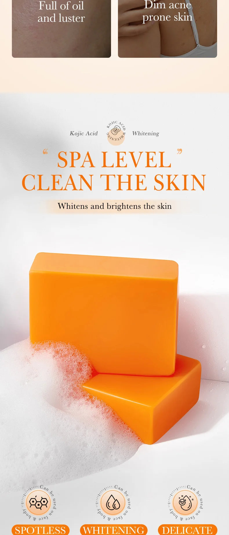 Handmade cleansing soap bar with kojic acid for oil control