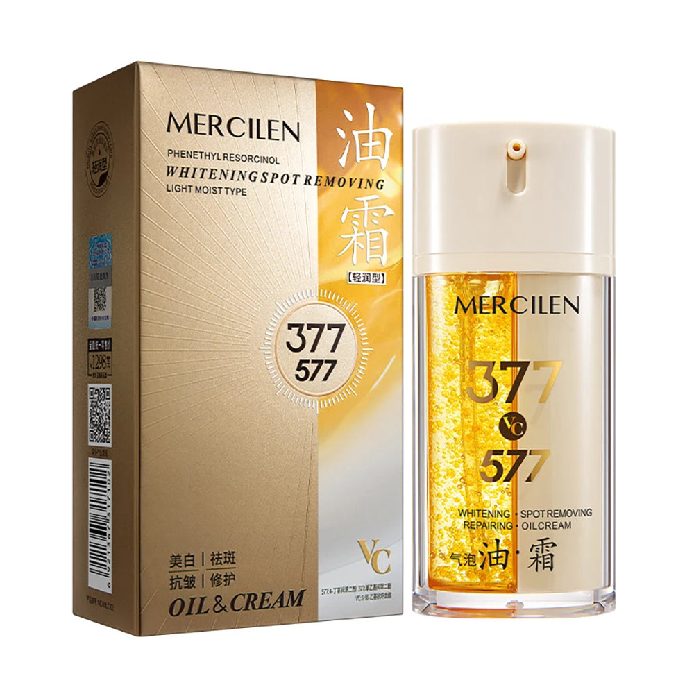 377 Skin Brightening Bubble Essence Oil Face Cream Oil Control Moisturizing Soothing Double Tube Light Oil Cream Korea Skincare