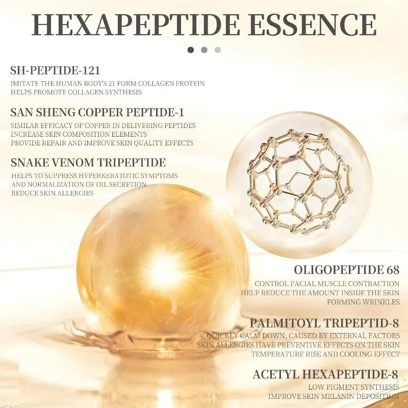 Peptide essence skincare set with collagen to improve fine lines and brighten skin