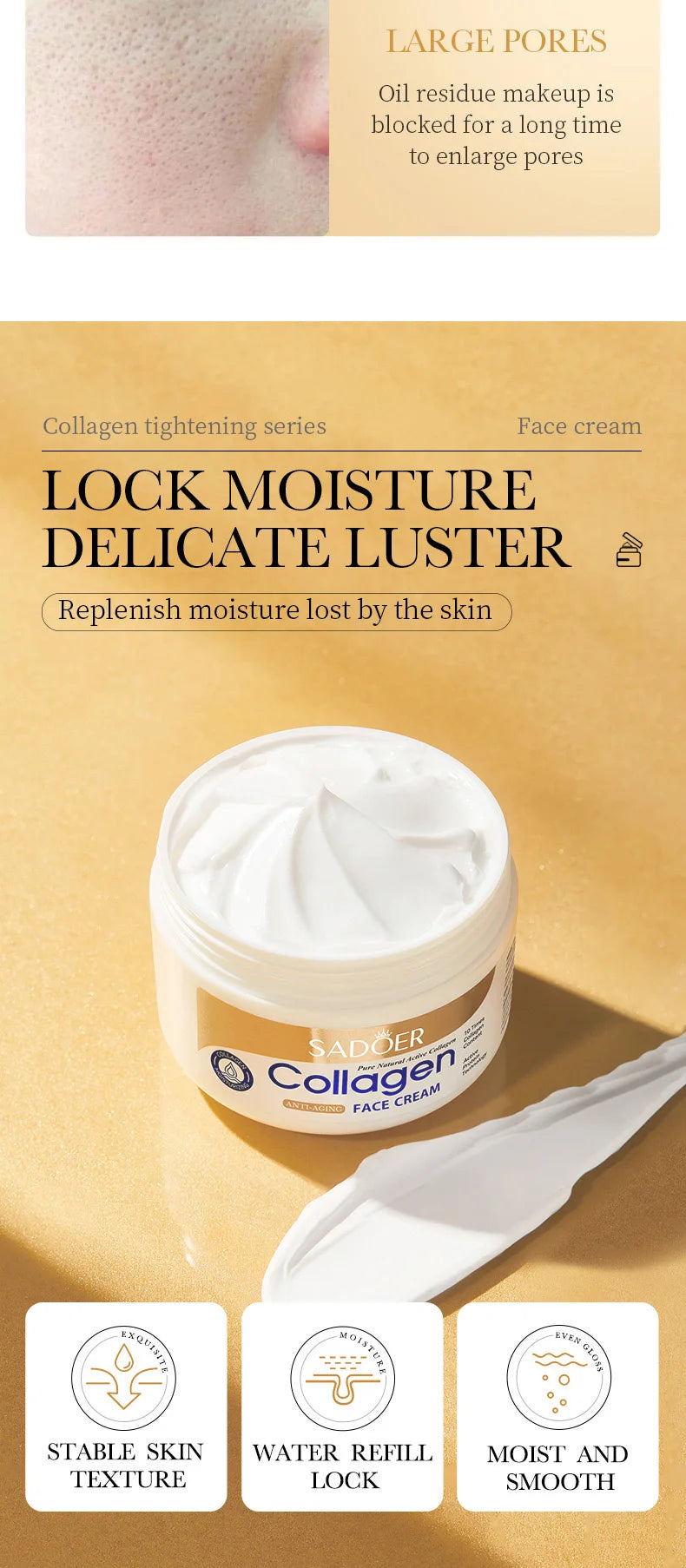 Collagen anti-aging skincare kit with eye cream and face cream jars