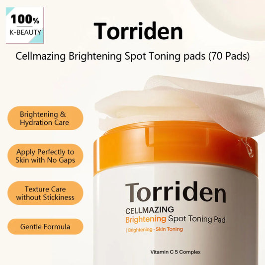 TORRIDEN Cellmazing Vitamin C Brightening Spot Toning Pads 70 Pads – Nourishing, Refreshing & Skin-Balancing K-Beauty Toner Pads